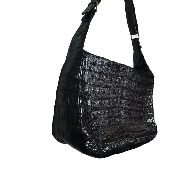 Vintage Alligator leather brown hobo handbag from Florance Italy 80's - Picture 6 of 11